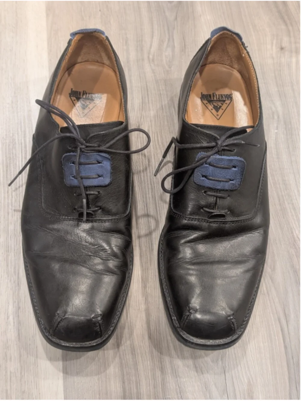 John Fluevog | Dandy Beau Oxfords In Black/Blue